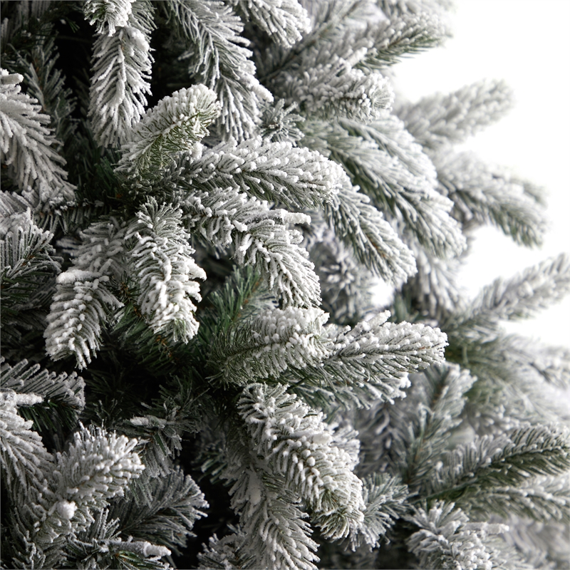 Nearly Natural 9ft Flocked South Carolina Spruce Christmas Tree w/ 850 Clear LED