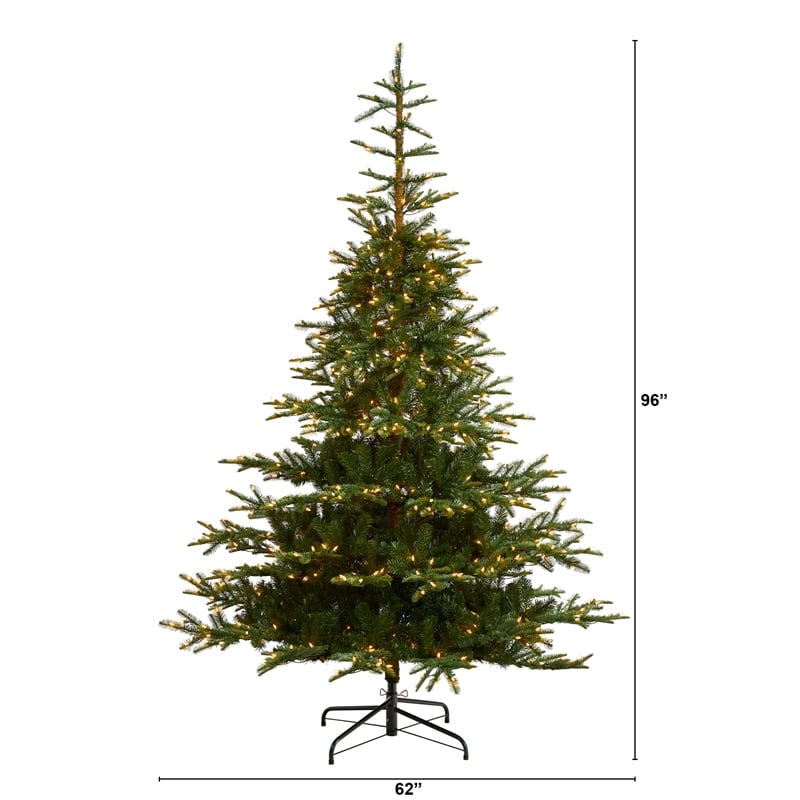 Nearly Natural 8ft Layered Washington Spruce Christmas Tree w/ 650 Clear Lights