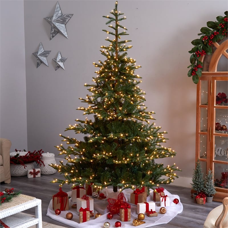 Nearly Natural 8ft Layered Washington Spruce Christmas Tree w/ 650 Clear Lights