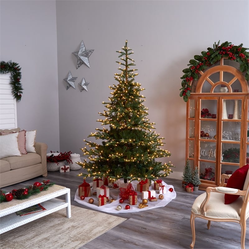 Nearly Natural 8ft Layered Washington Spruce Christmas Tree w/ 650 Clear Lights