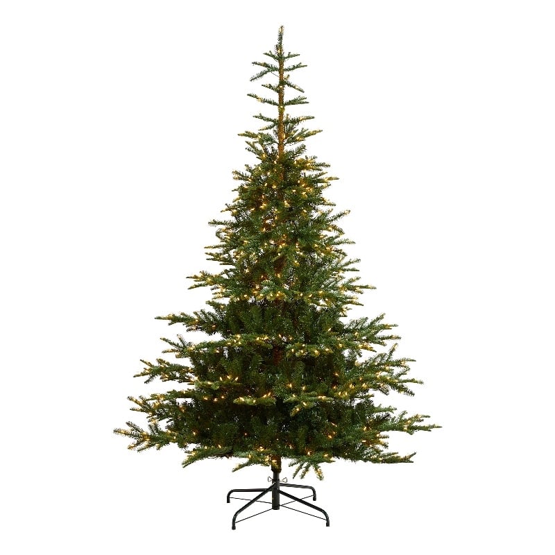 Nearly Natural 8ft Layered Washington Spruce Christmas Tree w/ 650 Clear Lights