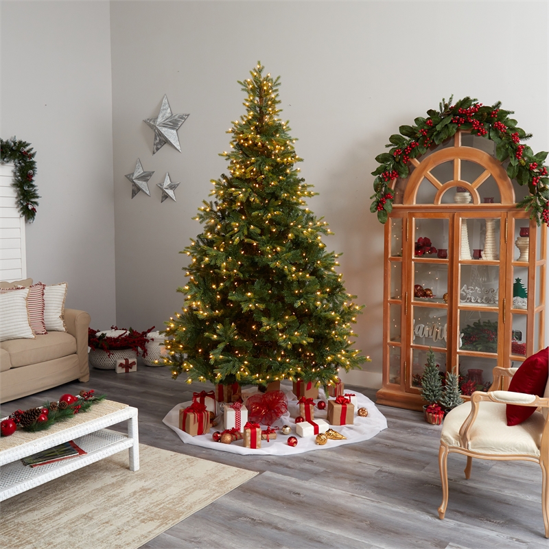 Nearly Natural 9ft North Carolina Spruce Christmas Tree w/ 750 Clear Lights