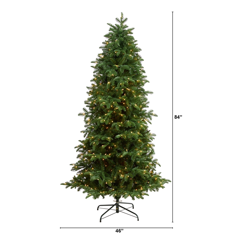 Nearly Natural 7ft South Carolina Fir Christmas Tree w/ 550 Clear LED Lights