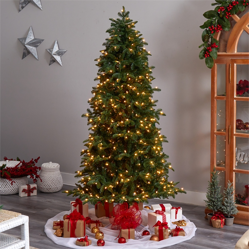 Nearly Natural 7ft South Carolina Fir Christmas Tree w/ 550 Clear LED Lights