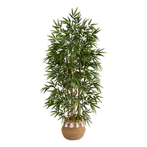 Nearly Natural 64&quot Bamboo Tree w/Natural Bamboo Trunks in BohoChic Natural Cotto