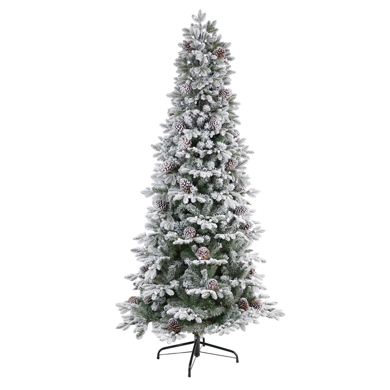 Nearly Natural 7.5ft Flocked Alaskan Pre-Lit Christmas Tree 350 LED Lights