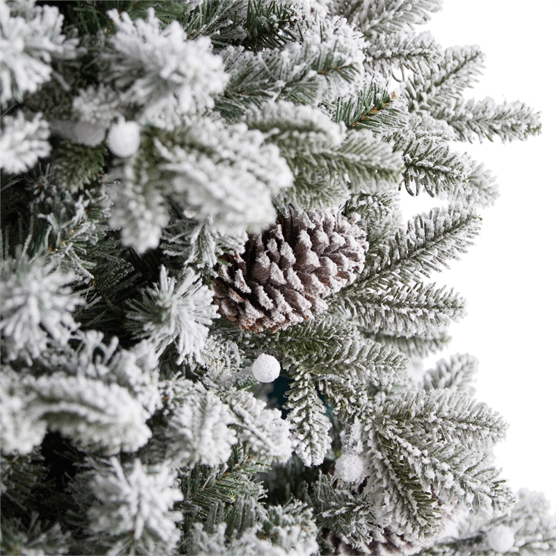 Nearly Natural 7.5ft Flocked Alaskan Pre-Lit Christmas Tree 350 LED Lights