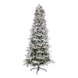 Nearly Natural 7.5ft Flocked Alaskan Pre-Lit Christmas Tree 350 LED Lights