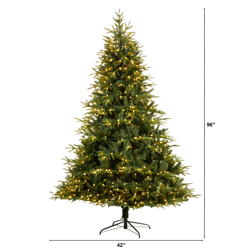 Nearly Natural 8ft Colorado Mountain Fir Natural Look Christmas Tree w/ 700 LED