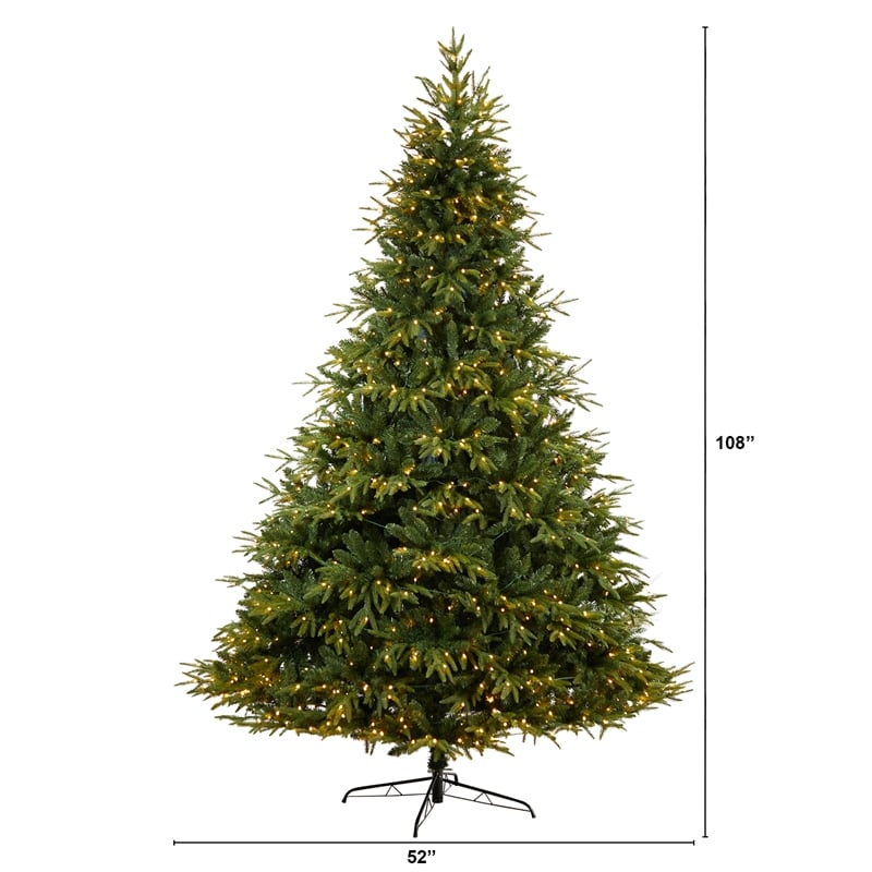 Nearly Natural 9ft Colorado Mountain Fir Natural Look Christmas Tree w/ 900 LED