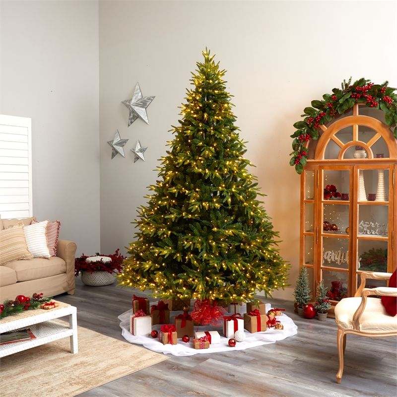 Nearly Natural 9ft Colorado Mountain Fir Natural Look Christmas Tree w/ 900 LED