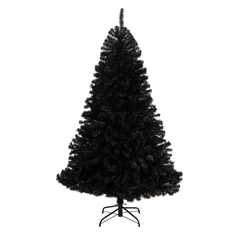 Nearly Natural 6ft Black Christmas Tree w/ 400 Clear LED Lights and 1036 Tips