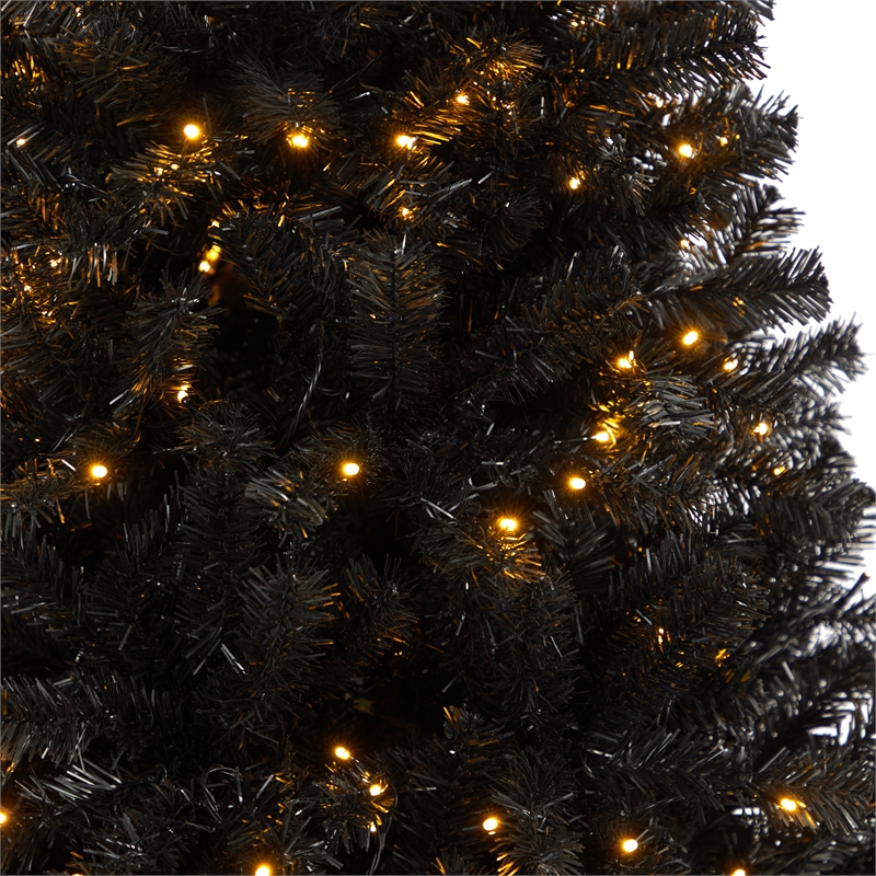 Nearly Natural 6ft Black Christmas Tree w/ 400 Clear LED Lights and 1036 Tips