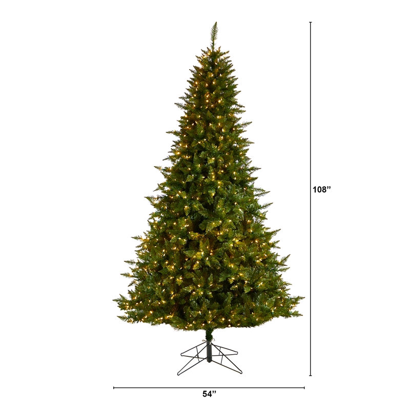 Nearly Natural 9ft Vermont Spruce Christmas Tree w/ 850 Color Changing