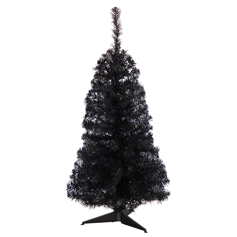 Nearly Natural 3ft Black Christmas Tree w/ 50 LED Lights 118 Bendable Branches