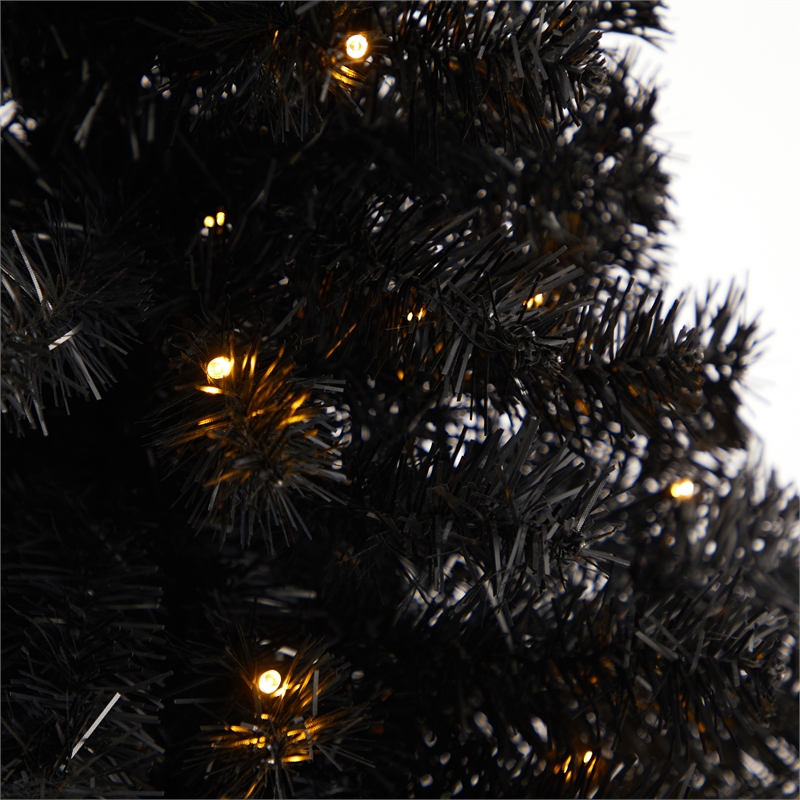 Nearly Natural 3ft Black Christmas Tree w/ 50 LED Lights 118 Bendable Branches