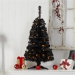 Nearly Natural 3ft Black Christmas Tree w/ 50 LED Lights 118 Bendable Branches