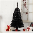 Nearly Natural 3ft Black Christmas Tree w/ 50 LED Lights 118 Bendable Branches