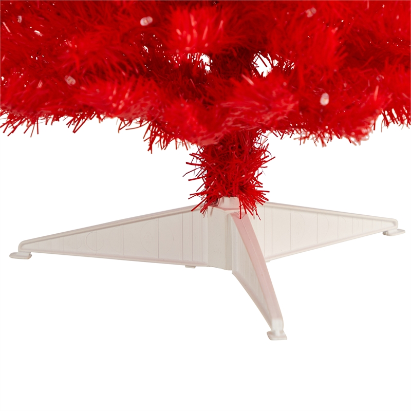 Nearly Natural 3ft Red Artificial Christmas Tree with 50 LED Lights