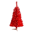 Nearly Natural 3ft Red Artificial Christmas Tree with 50 LED Lights