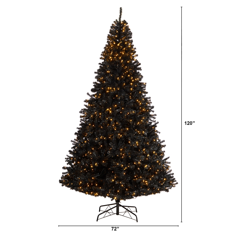 Nearly Natural 10ft Black Christmas Tree with 950 Clear LED Lights 3056 Tips