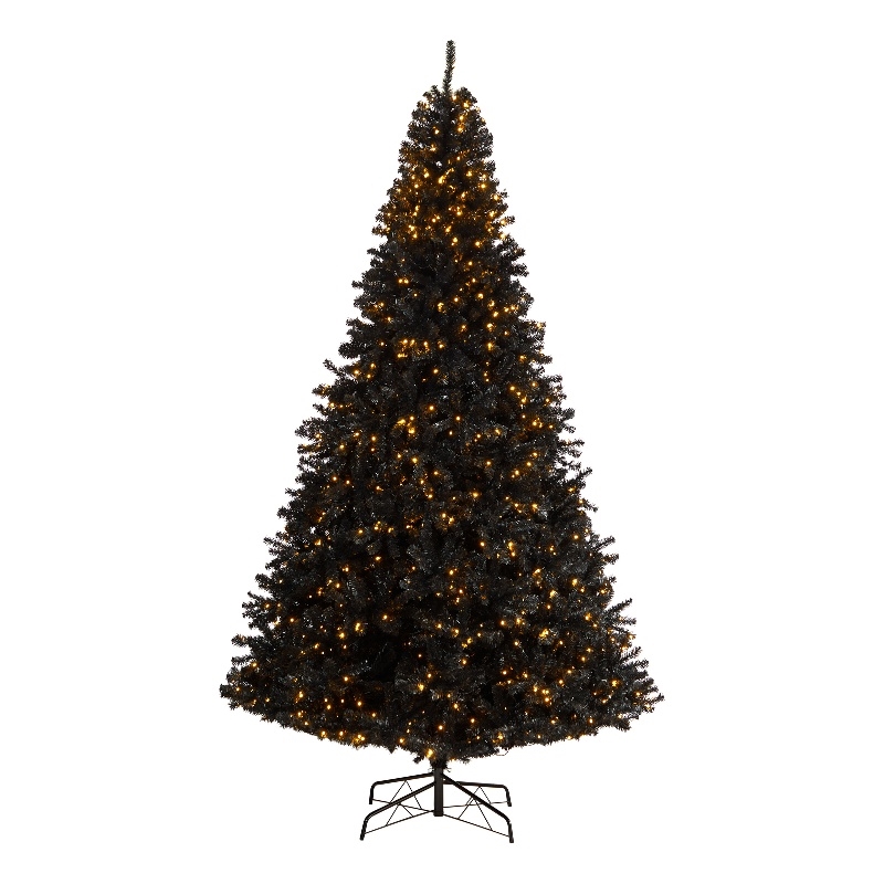 Nearly Natural 10ft Black Christmas Tree with 950 Clear LED Lights 3056 Tips
