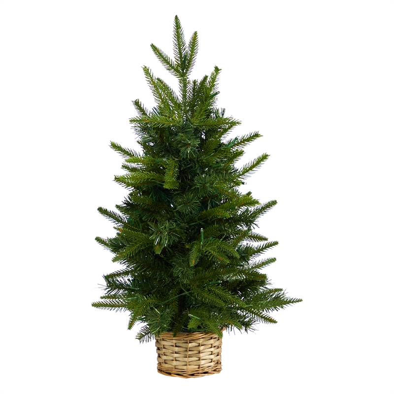 Nearly Natural 2ft Artificial Christmas Tree in Decorative Basket