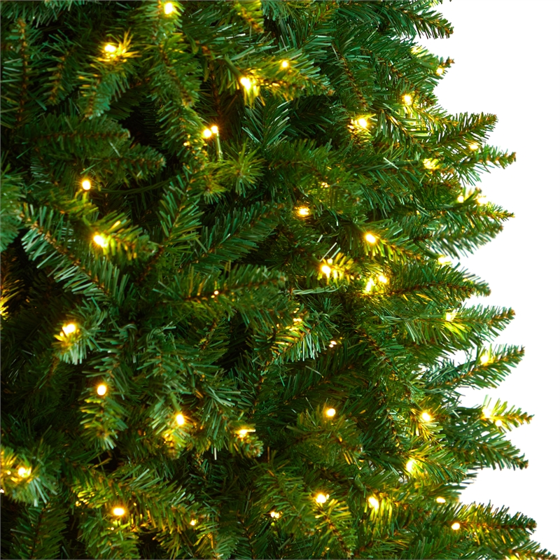 Nearly Natural 11ft Slim Green Mountain Pine Christmas Tree w/ 950 Clear LED