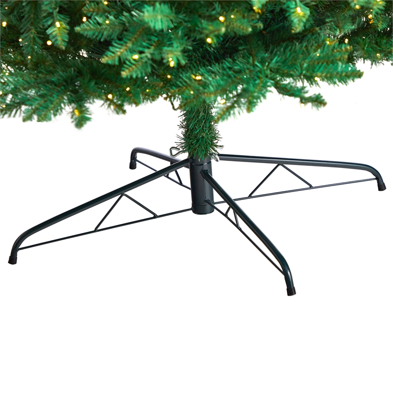 Nearly Natural 11ft Slim Green Mountain Pine Christmas Tree w/ 950 Clear LED