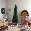 Nearly Natural 11ft Slim Green Mountain Pine Christmas Tree w/ 950 Clear LED