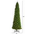 Nearly Natural 12ft Slim Green Mountain Pine Christmas Tree w/ 1100 Clear LED