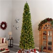 Nearly Natural 12ft Slim Green Mountain Pine Christmas Tree w/ 1100 Clear LED