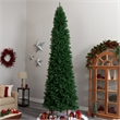 Nearly Natural 12ft Slim Green Mountain Pine Christmas Tree w/ 1100 Clear LED