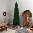 Nearly Natural 12ft Slim Green Mountain Pine Christmas Tree w/ 1100 Clear LED