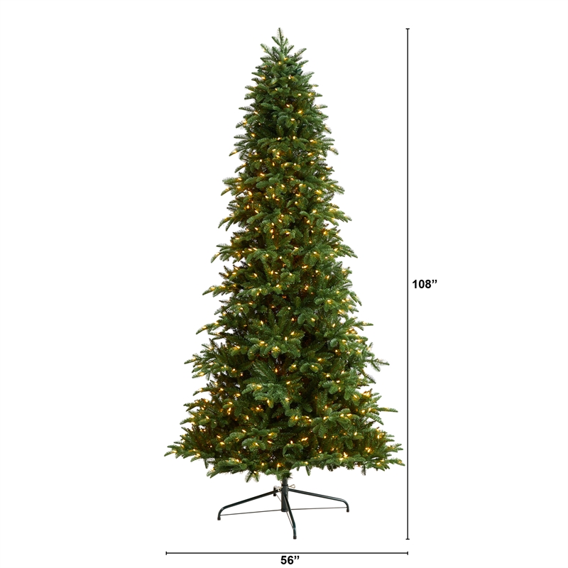 Nearly Natural 9ft South Carolina Fir Christmas Tree w/ 750 Clear LED Lights