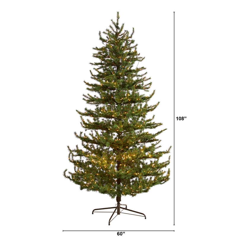 Nearly Natural 9ft Vancouver Mountain Pine Christmas Tree w/ 750 Clear Lights