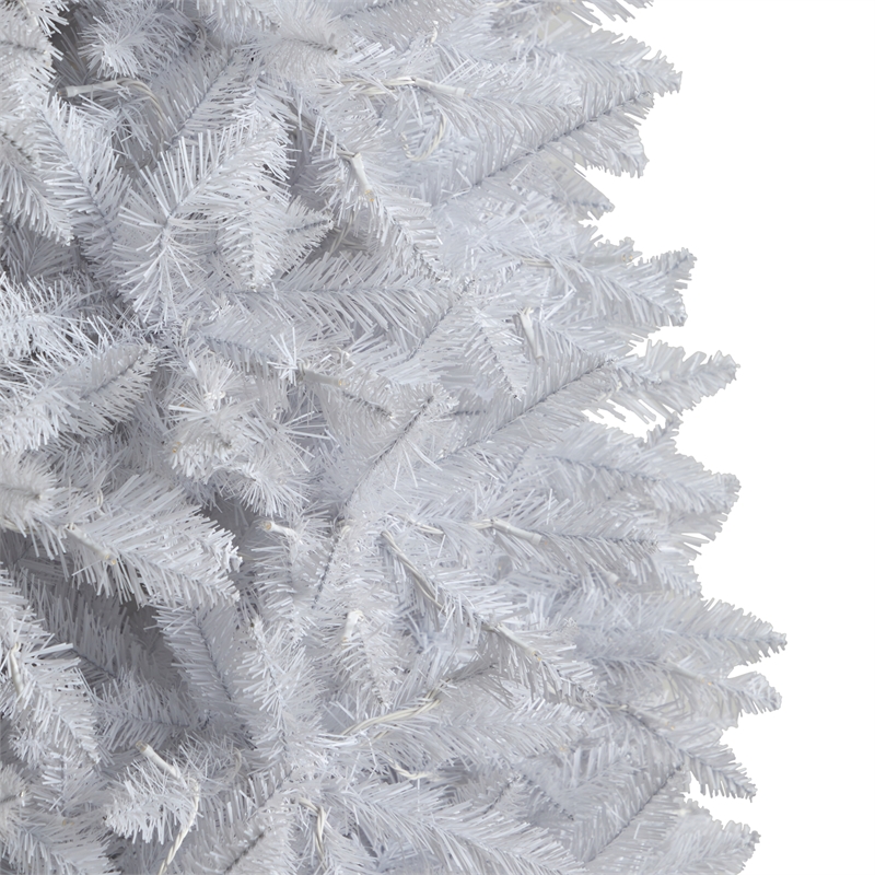 Nearly Natural 10ft Slim White Christmas Tree with 800 Warm White LED Lights