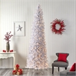 Nearly Natural 10ft Slim White Christmas Tree with 800 Warm White LED Lights