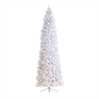 Nearly Natural 10ft Slim White Christmas Tree with 800 Warm White LED Lights