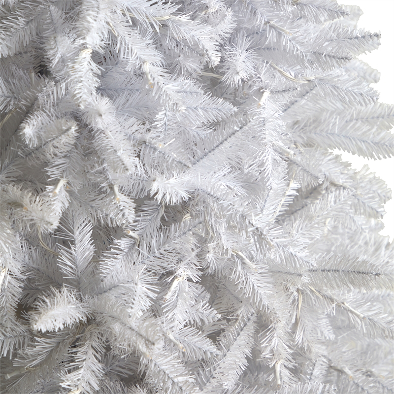 Nearly Natural 11ft Slim White Christmas Tree with 950 Warm White LED Lights