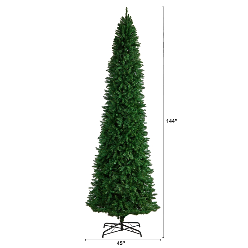 Nearly Natural 12ft Slim Green Mountain Pine Christmas Tree