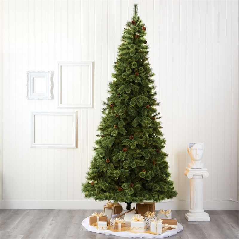 Nearly Natural 10ft White Mountain Pine Artificial Green Christmas Tree