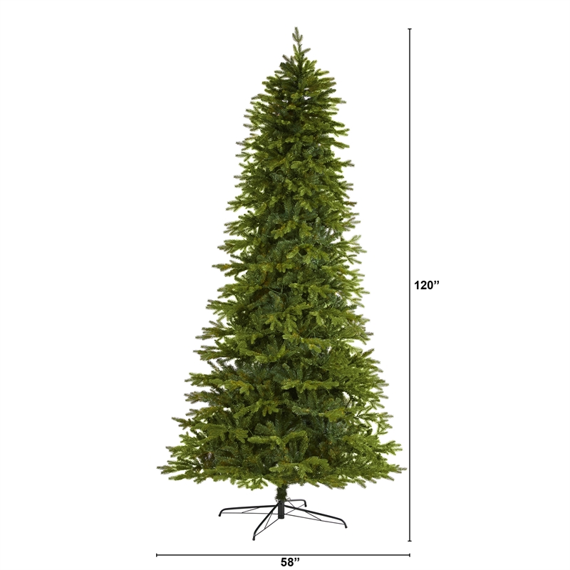 Nearly Natural 10ft Belgium Fir Natural-Look Green Christmas Tree