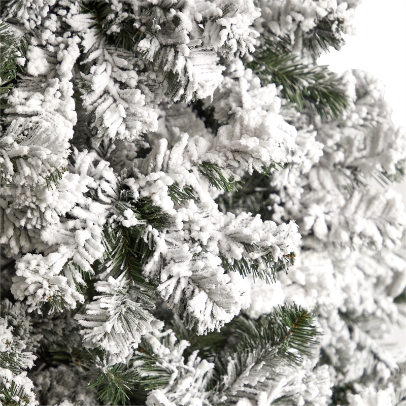 Nearly Natural 10ft Flocked West Virginia Fir Green Christmas Tree
