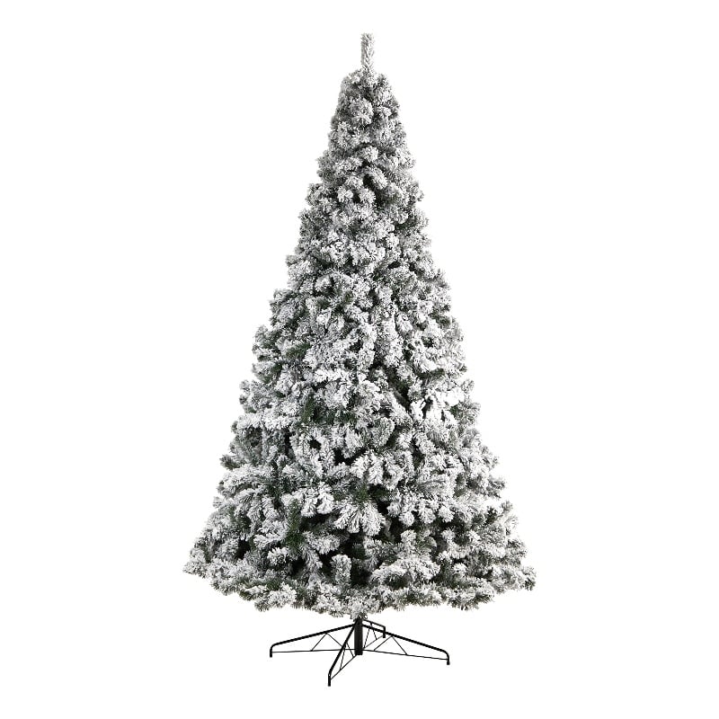 Nearly Natural 10ft Flocked West Virginia Fir Green Christmas Tree
