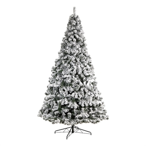 Nearly Natural 10ft Flocked West Virginia Fir Green Christmas Tree