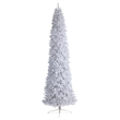 Nearly Natural 12ft Slim White Christmas Tree with 1100 Warm White LED Lights