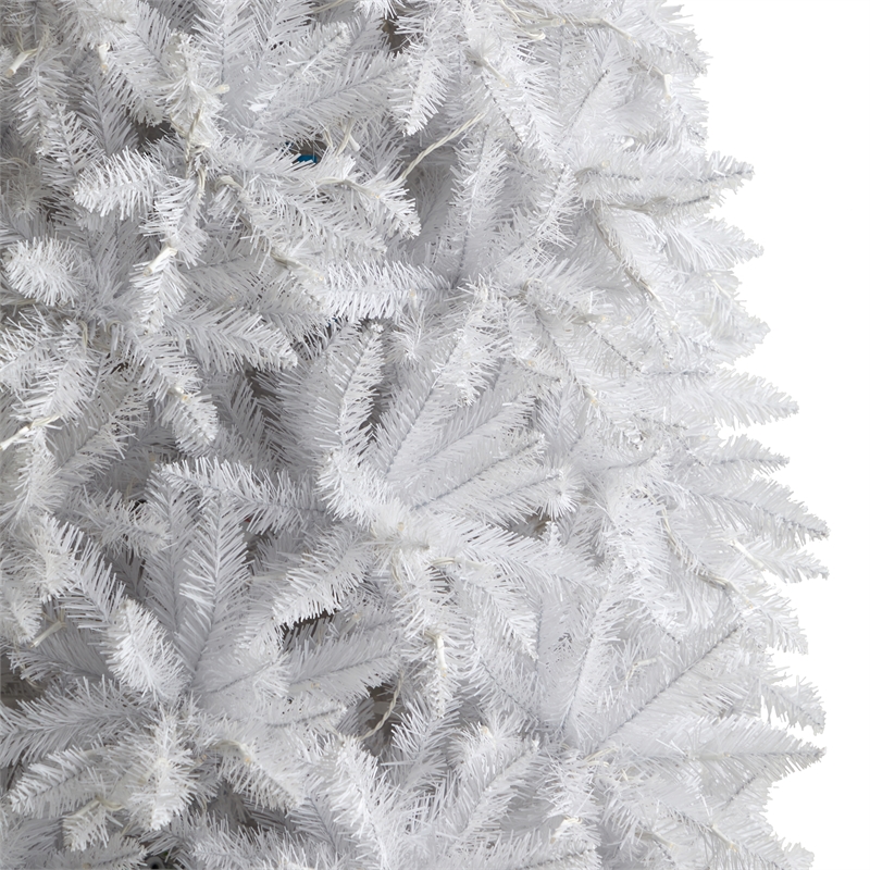 Nearly Natural 12ft Slim White Christmas Tree with 1100 Warm White LED Lights