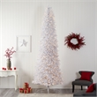 Nearly Natural 12ft Slim White Christmas Tree with 1100 Warm White LED Lights