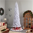 Nearly Natural 12ft Slim White Christmas Tree with 1100 Warm White LED Lights
